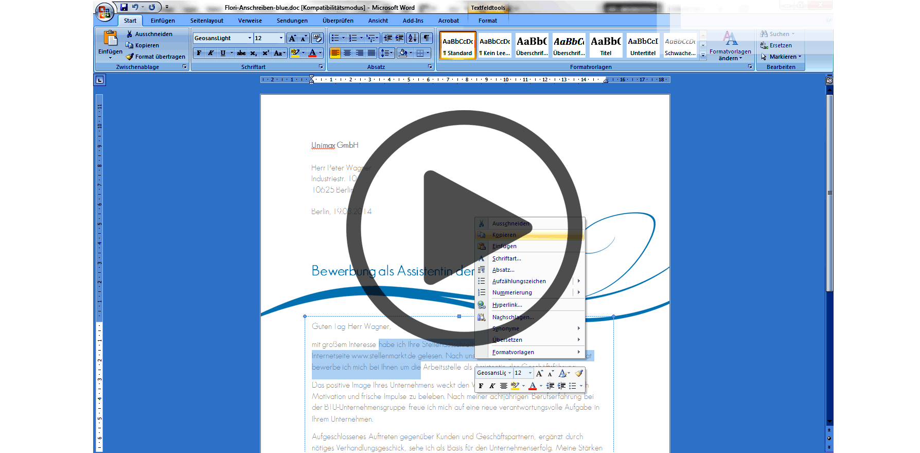 Anschreiben Initiativbewerbung Muster