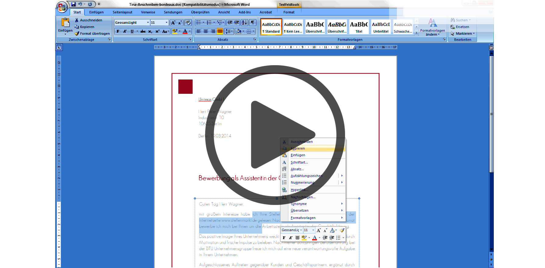 Beispiel Lebenslauf tabellarisch