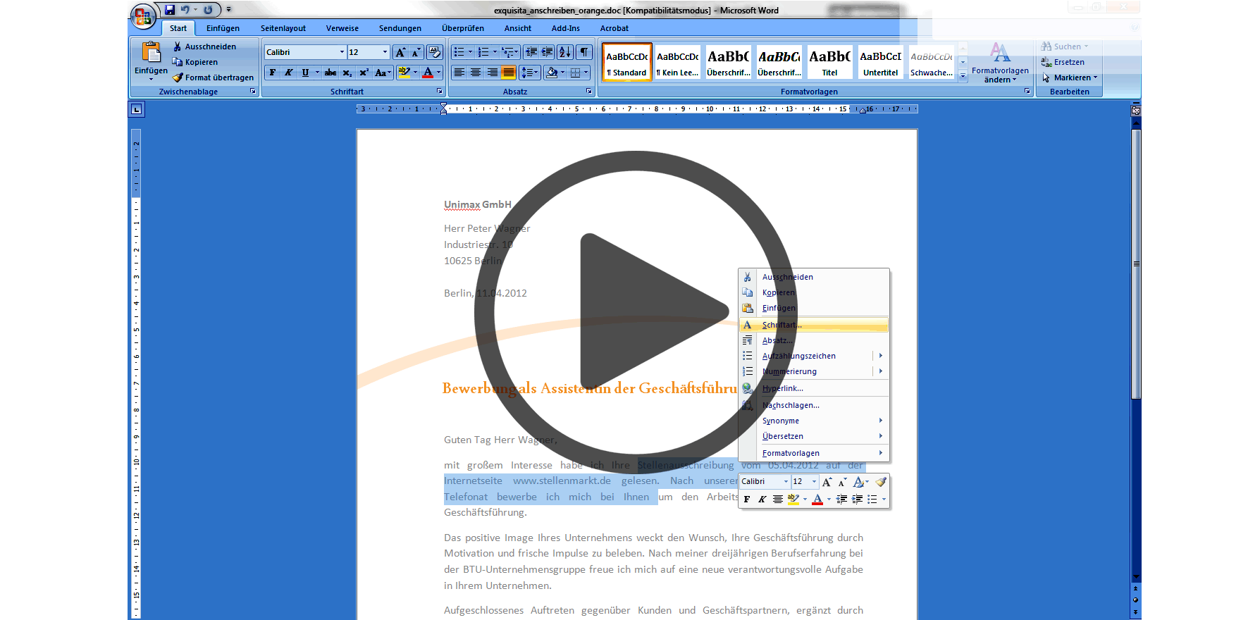 Bewerbung schreiben lassen