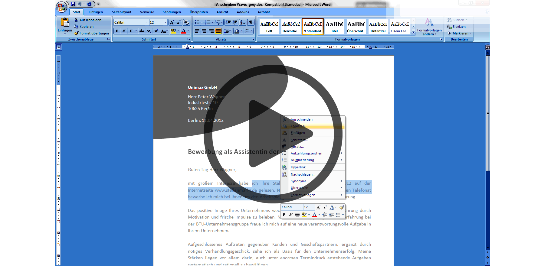 Bewerbungen Beispiele 2021