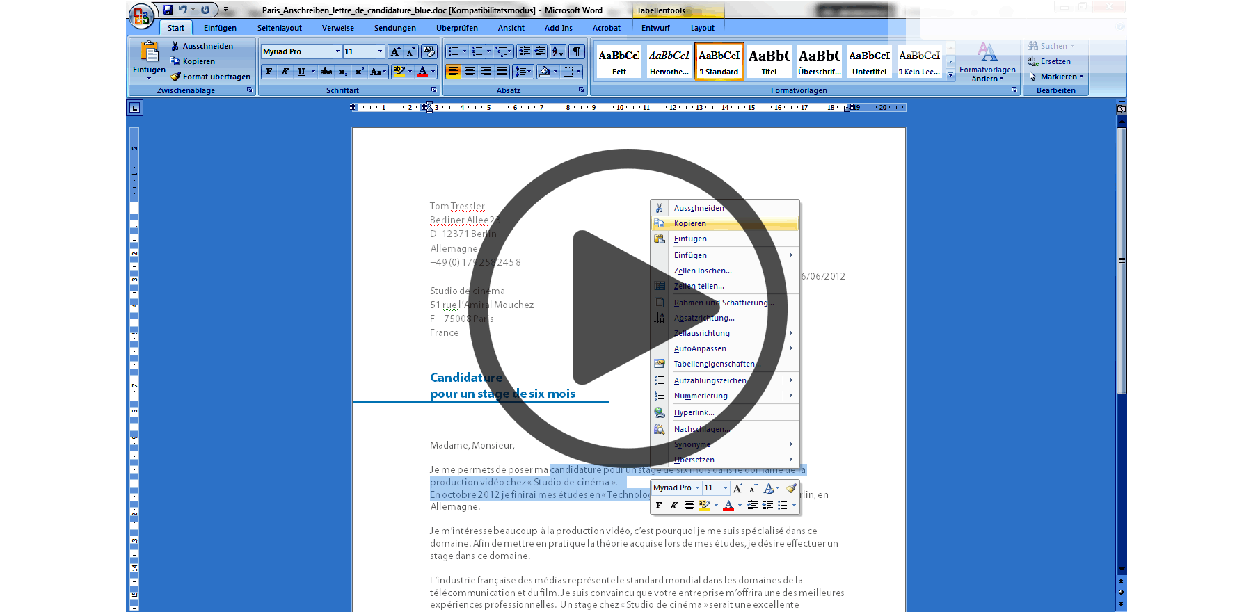 Curriculum Vitae Vorlage Englisch