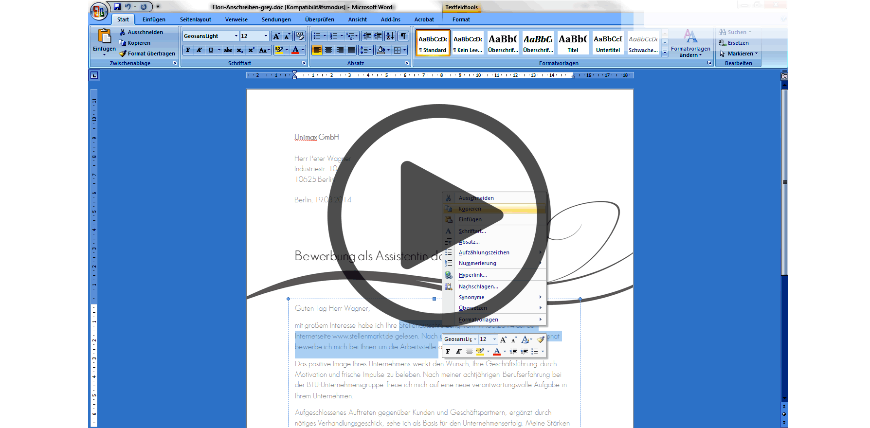 der perfekte Lebenslauf Muster