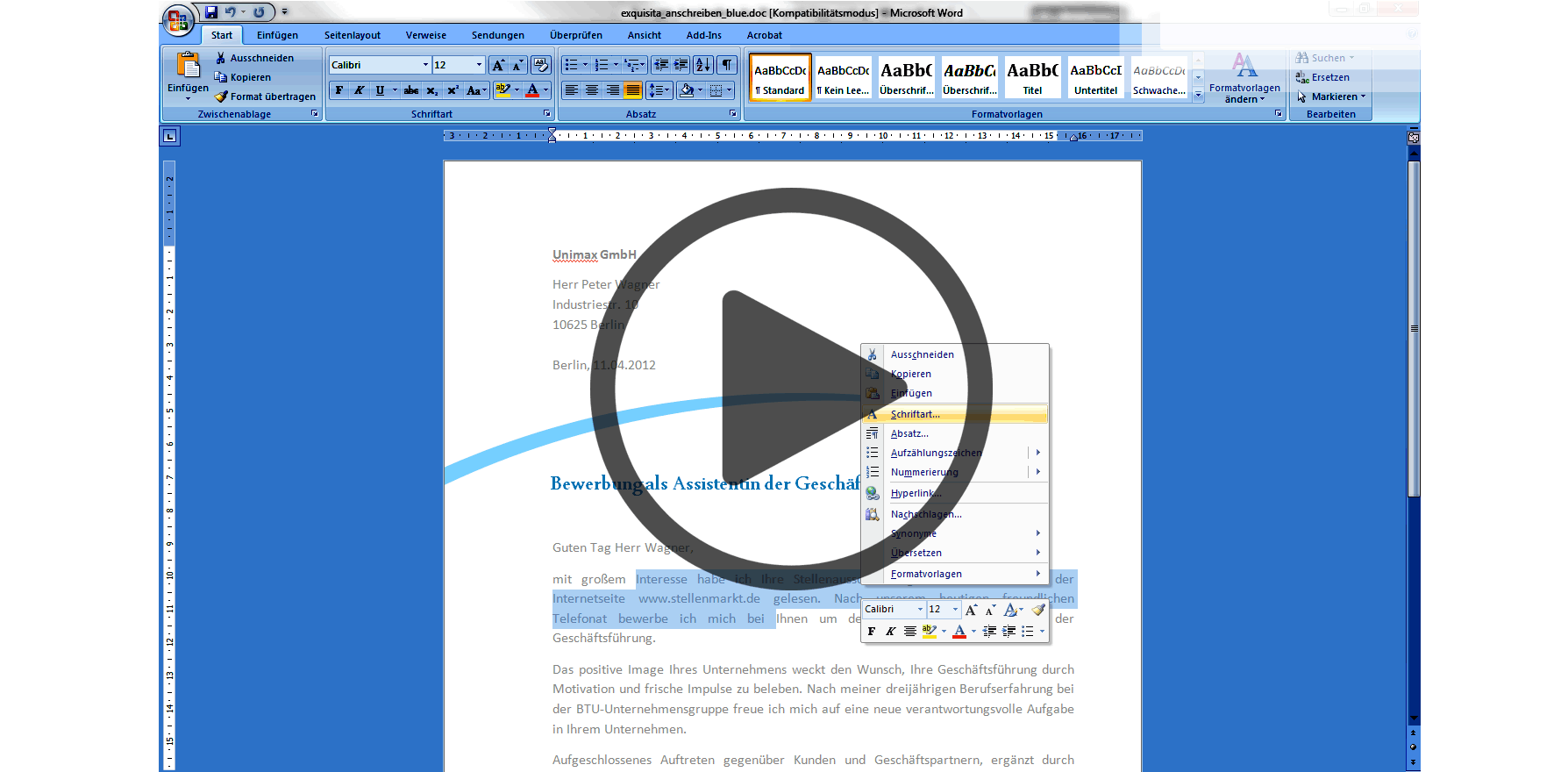 handgeschriebener Lebenslauf