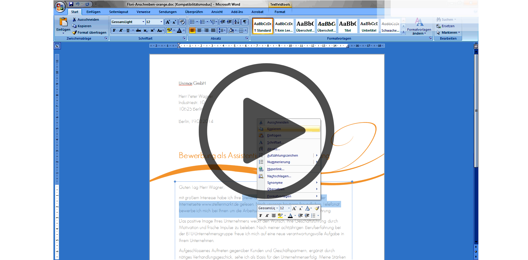 Initiativbewerbung Beispiel