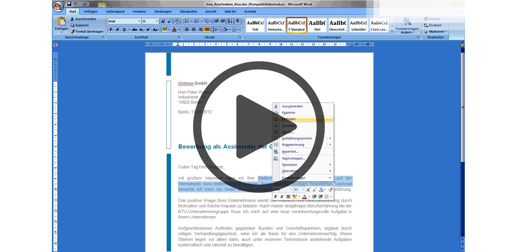 Initiativbewerbung Muster