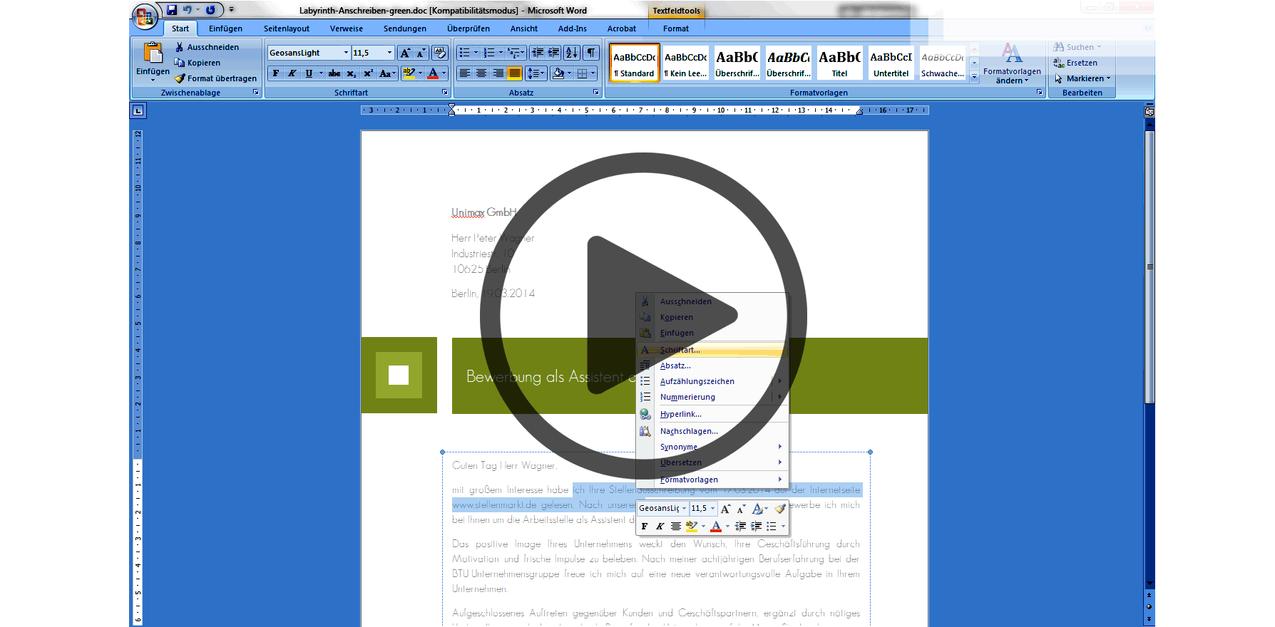 Lebenslauf Aufbau und Gliederung