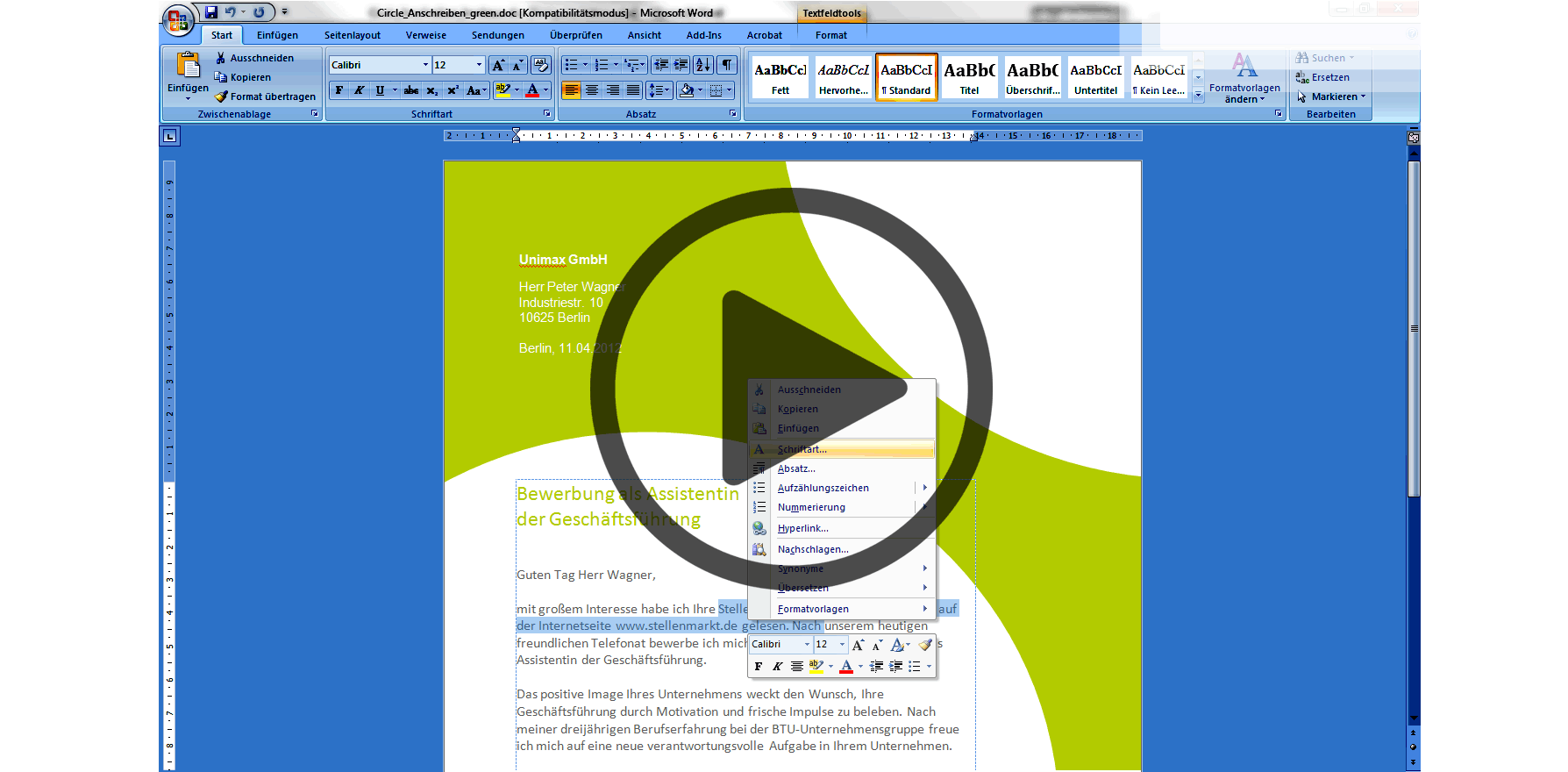 Lebenslauf erstellen