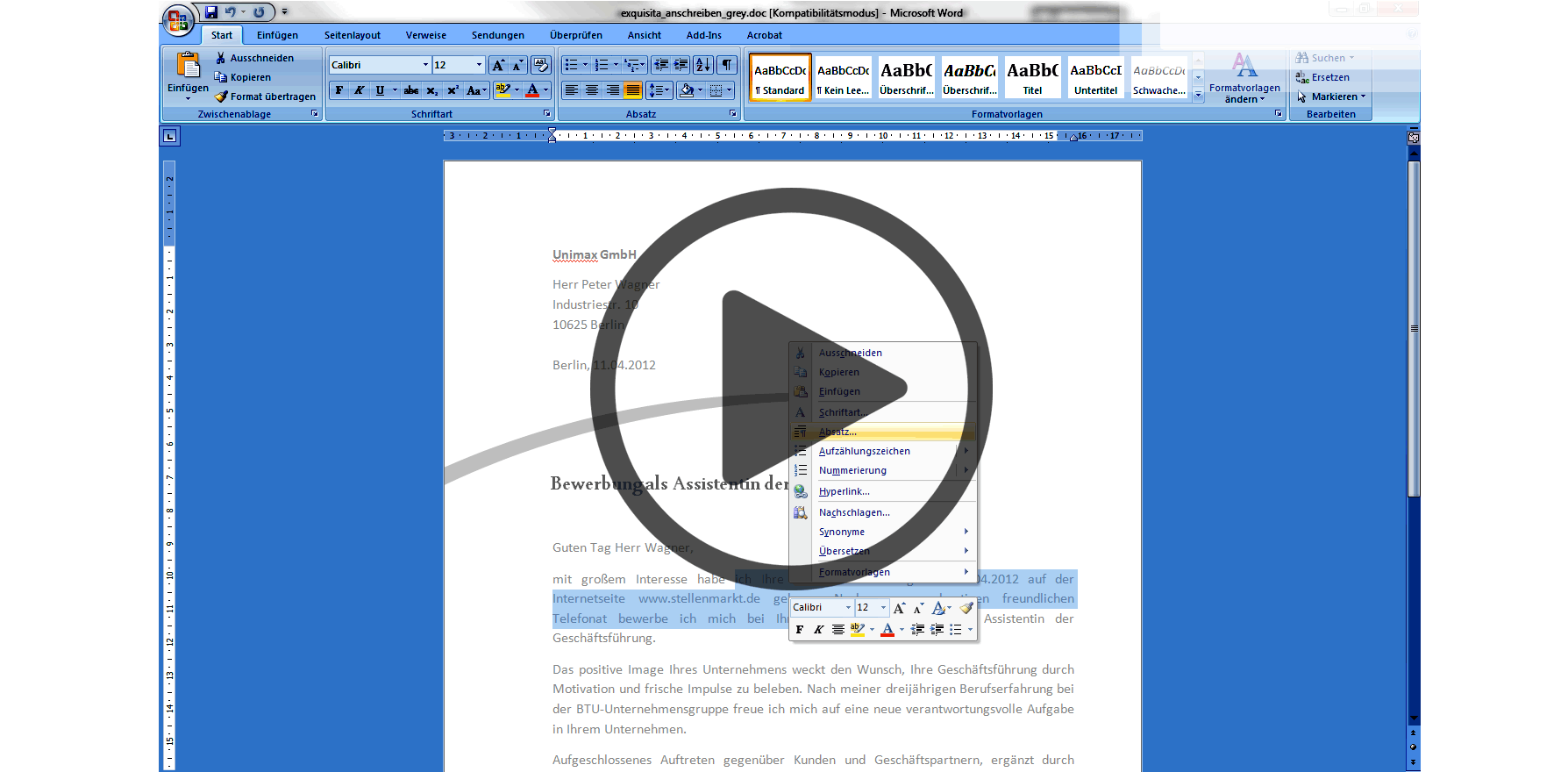 Lebenslauf Muster Ausbildung