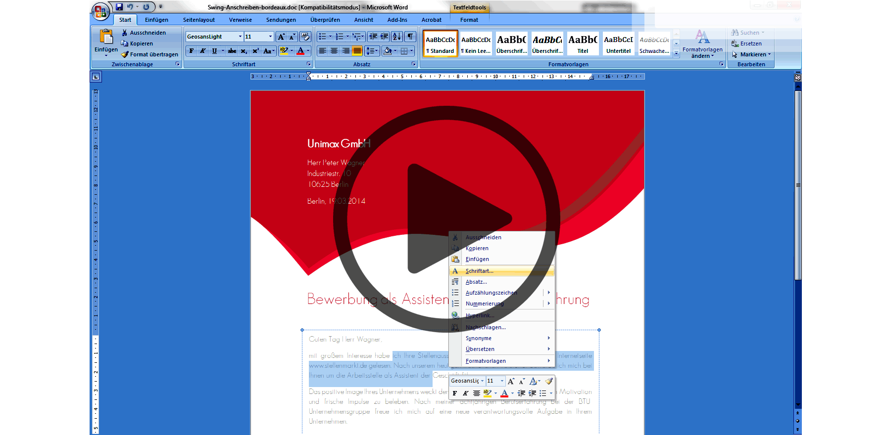 Lebenslauf tabellarisch