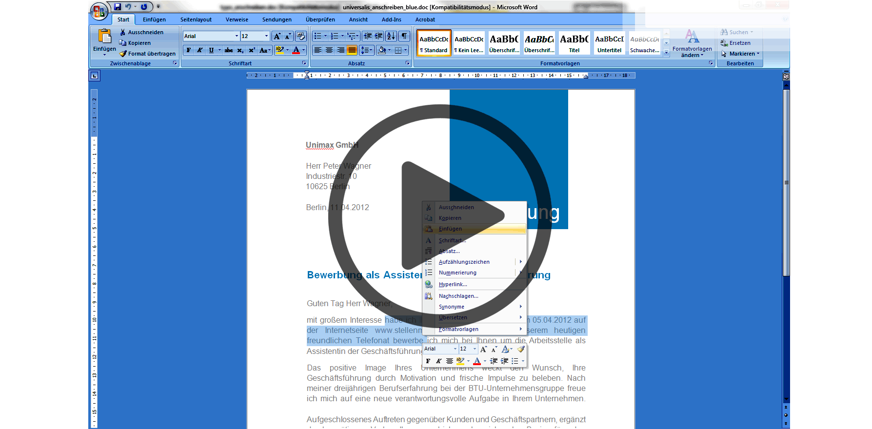Lebenslauf Vorlage Download