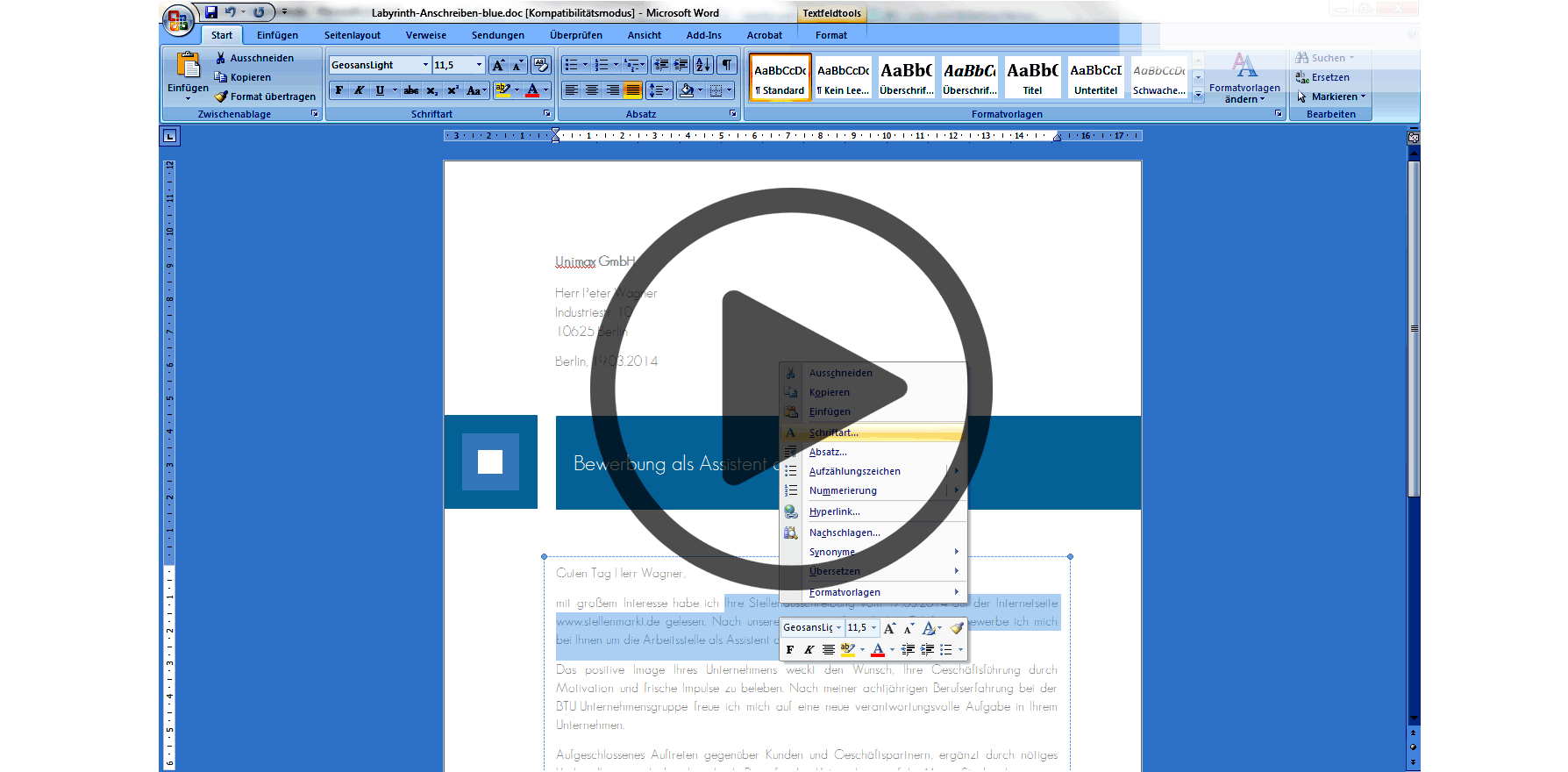 perfektes Bewerbungsschreiben