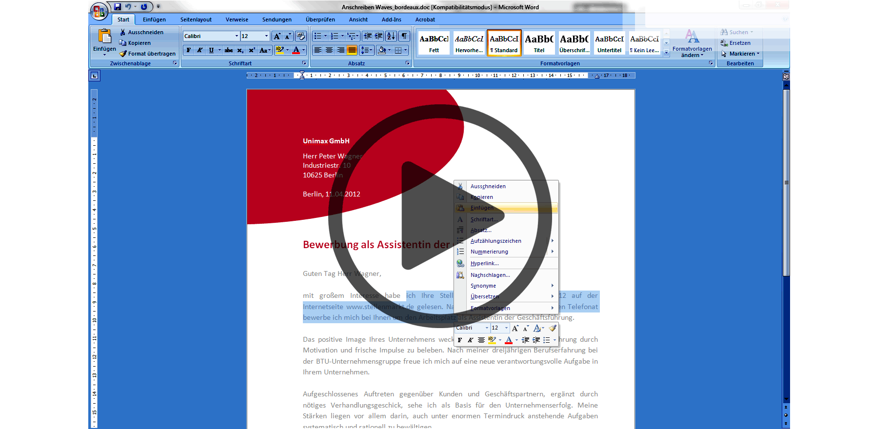 tabellarischer Lebenslauf Muster