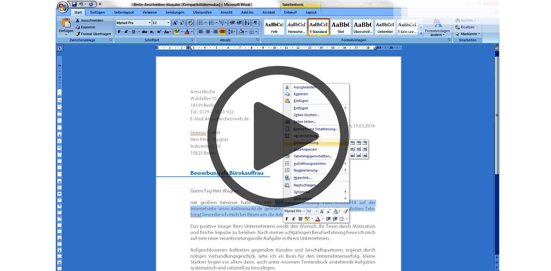 tabellarischer Lebenslauf Schüler