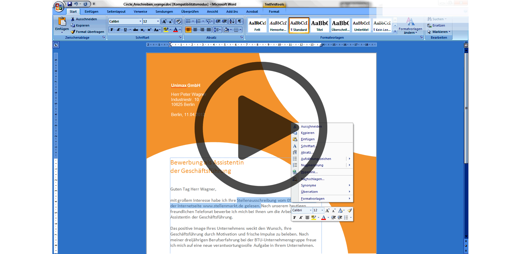 Tabellarischer Lebenslauf Vorlage