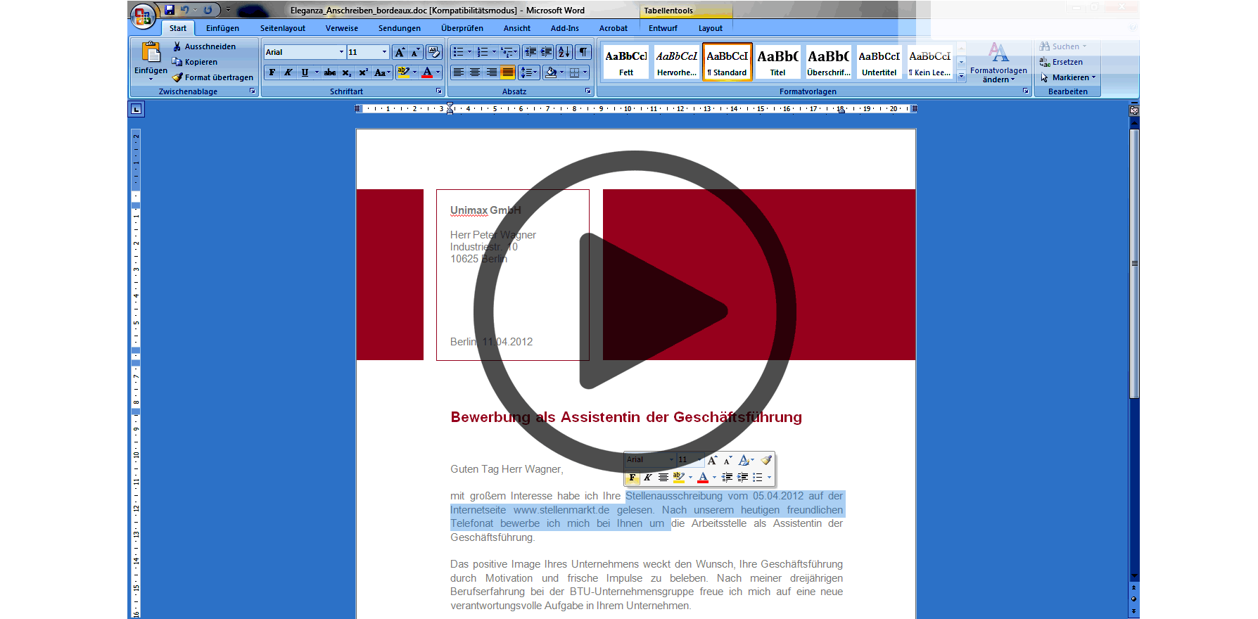 Wie schreibe ich eine Bewerbung Muster