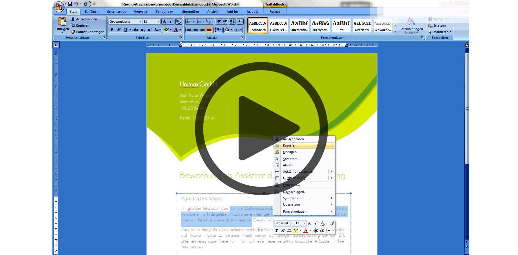 Wie schreibt man eine Bewerbung