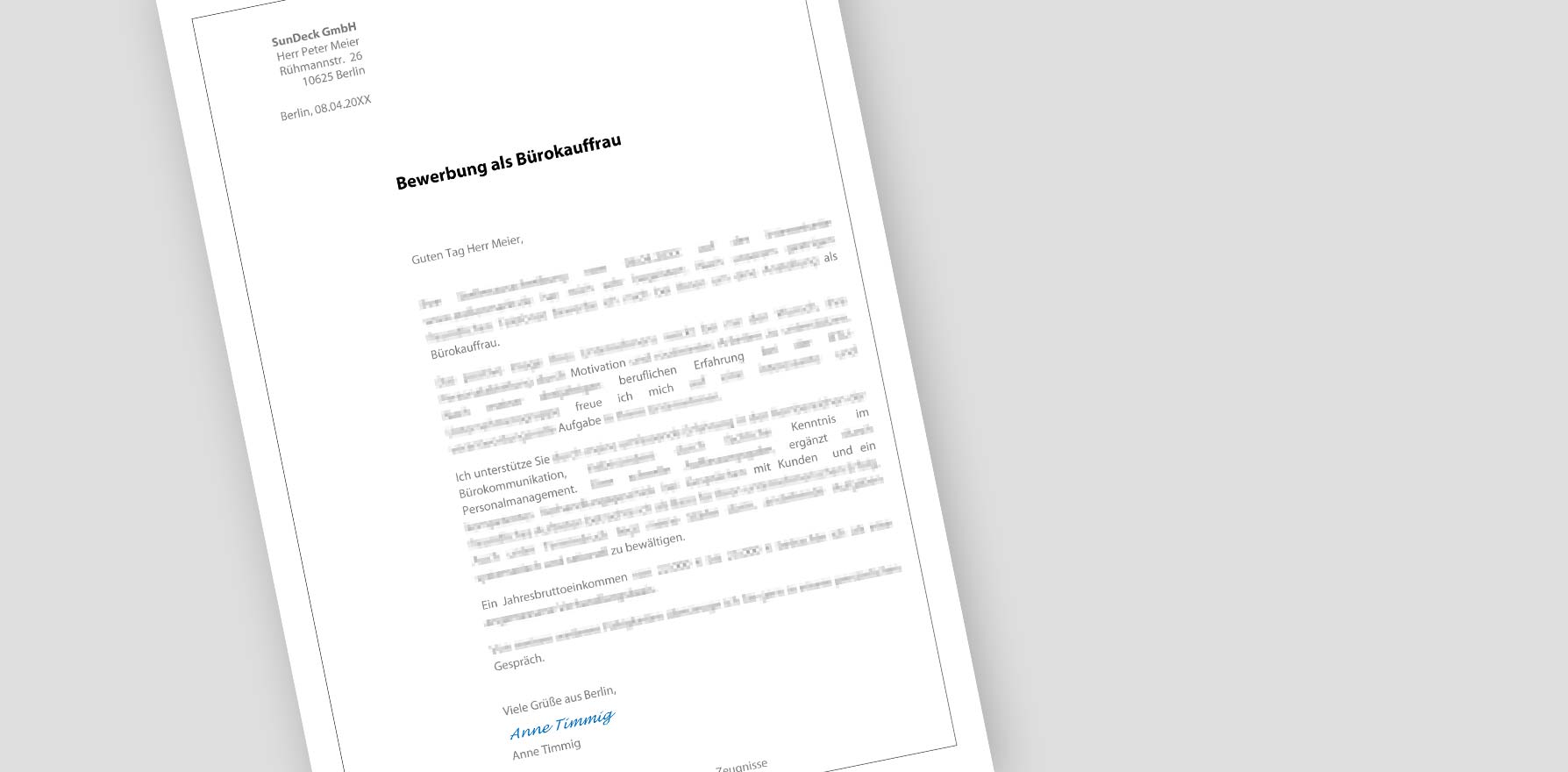 Bewerbungsanschreiben Bürokauffrau