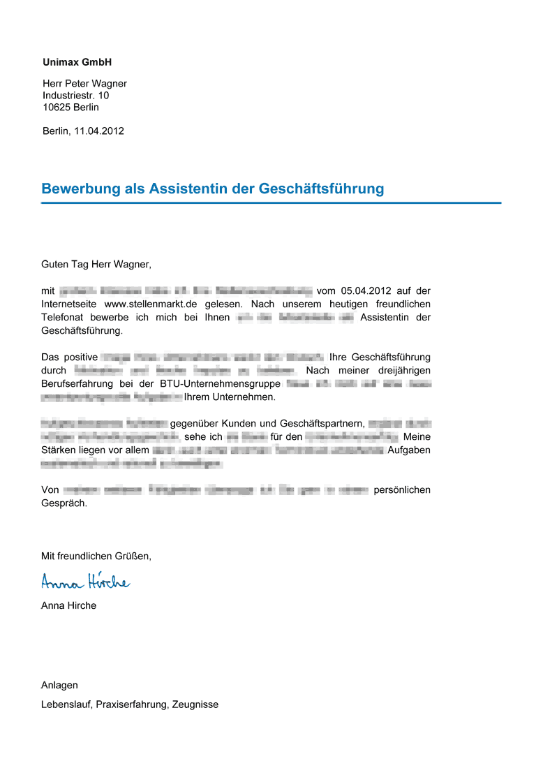 Anschreiben Bewerbung