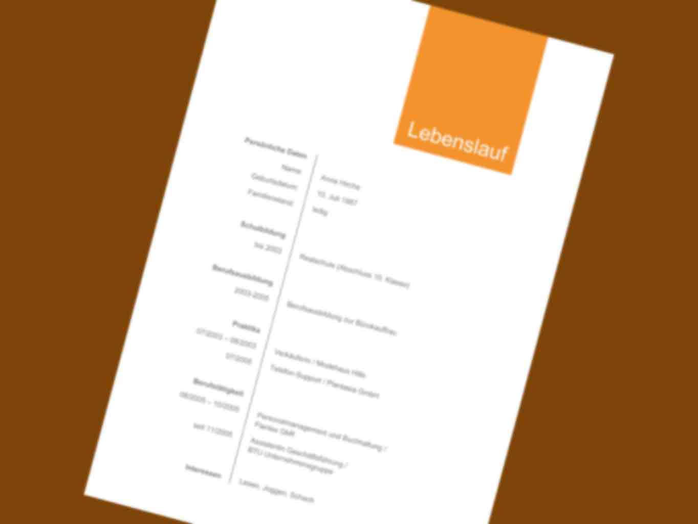 Anschreiben und Lebenslauf