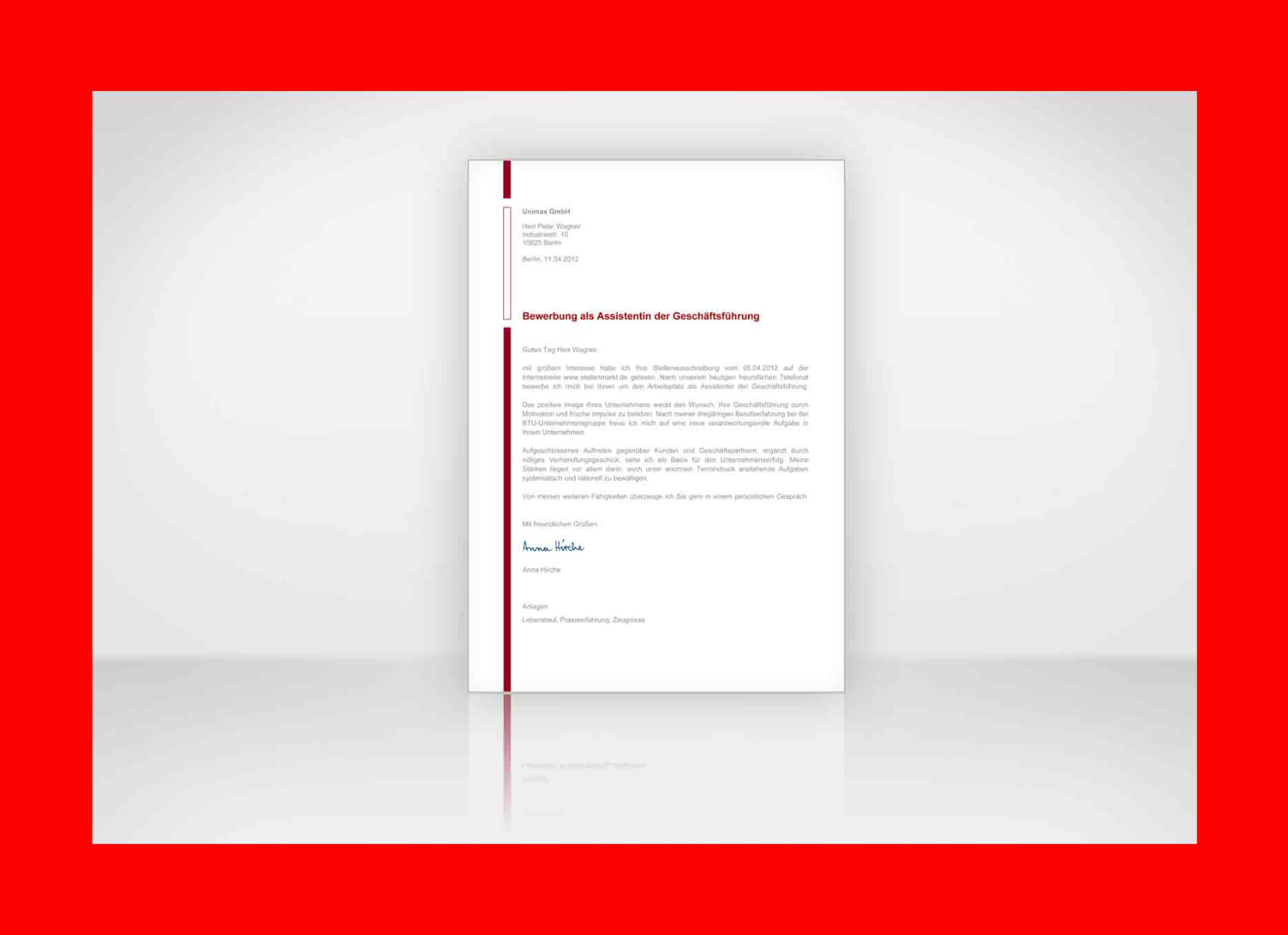 Anschreibentext Bewerbung