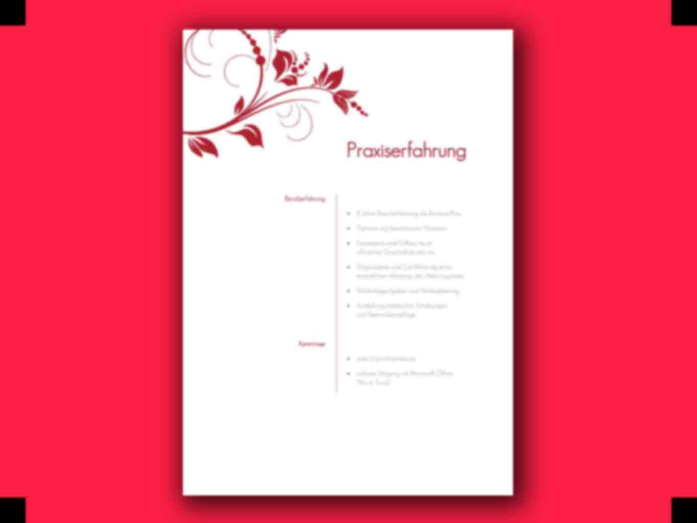 Bewerbung Aufteilung