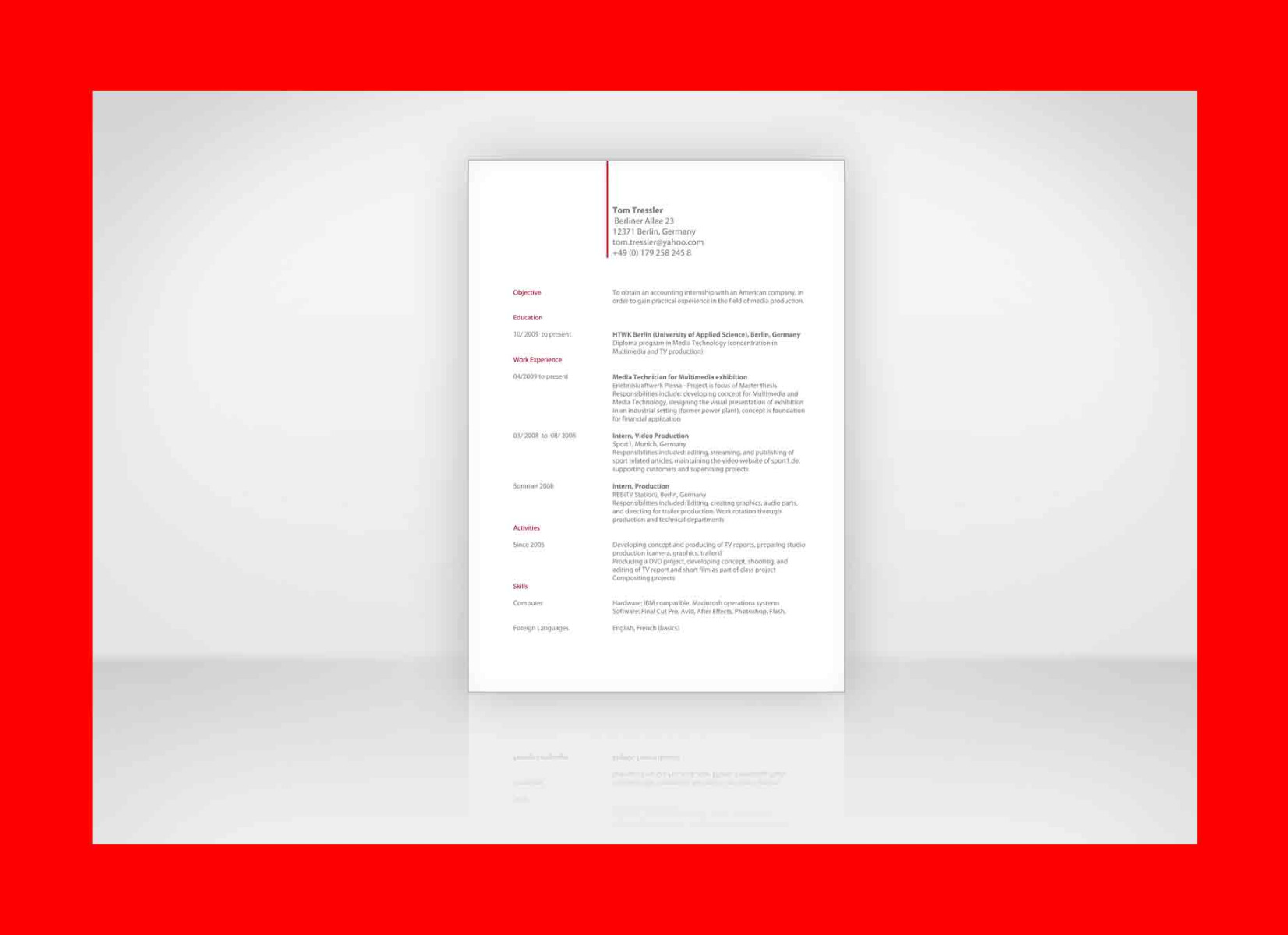 Bewerbung CV Muster Englisch