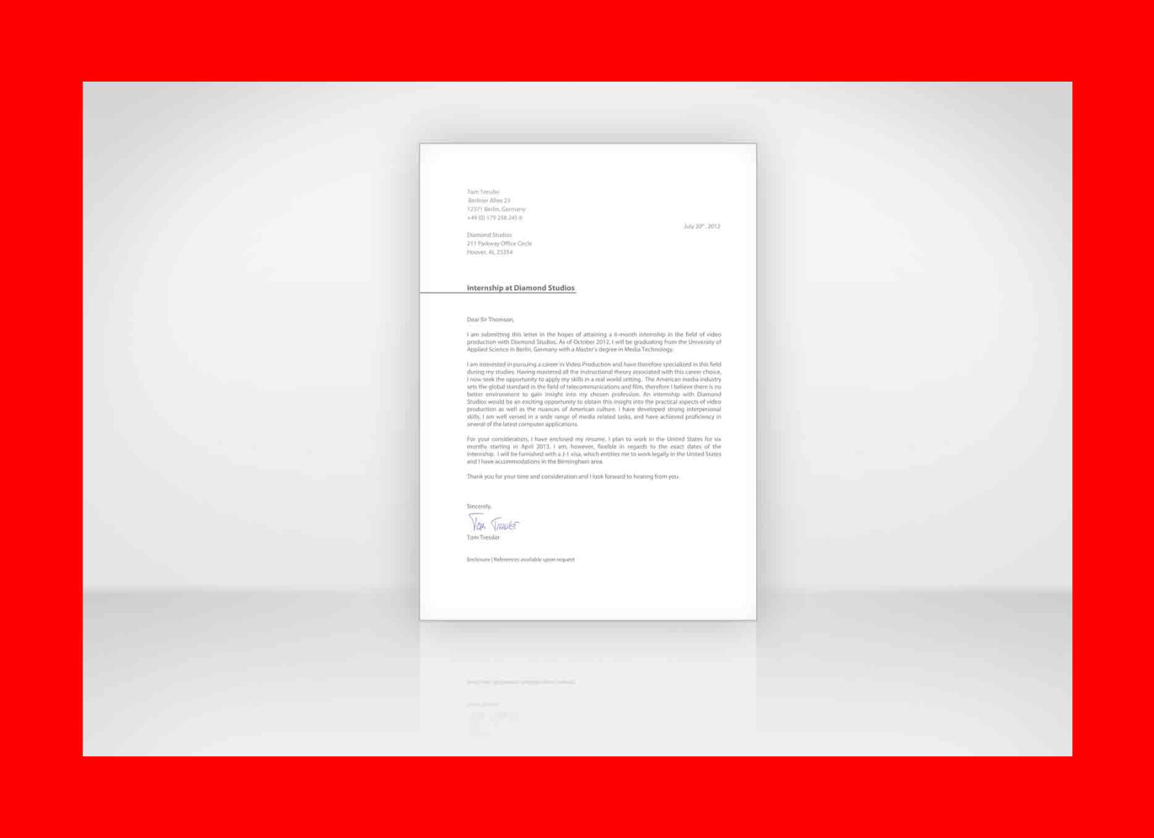 Bewerbung CV Sample English