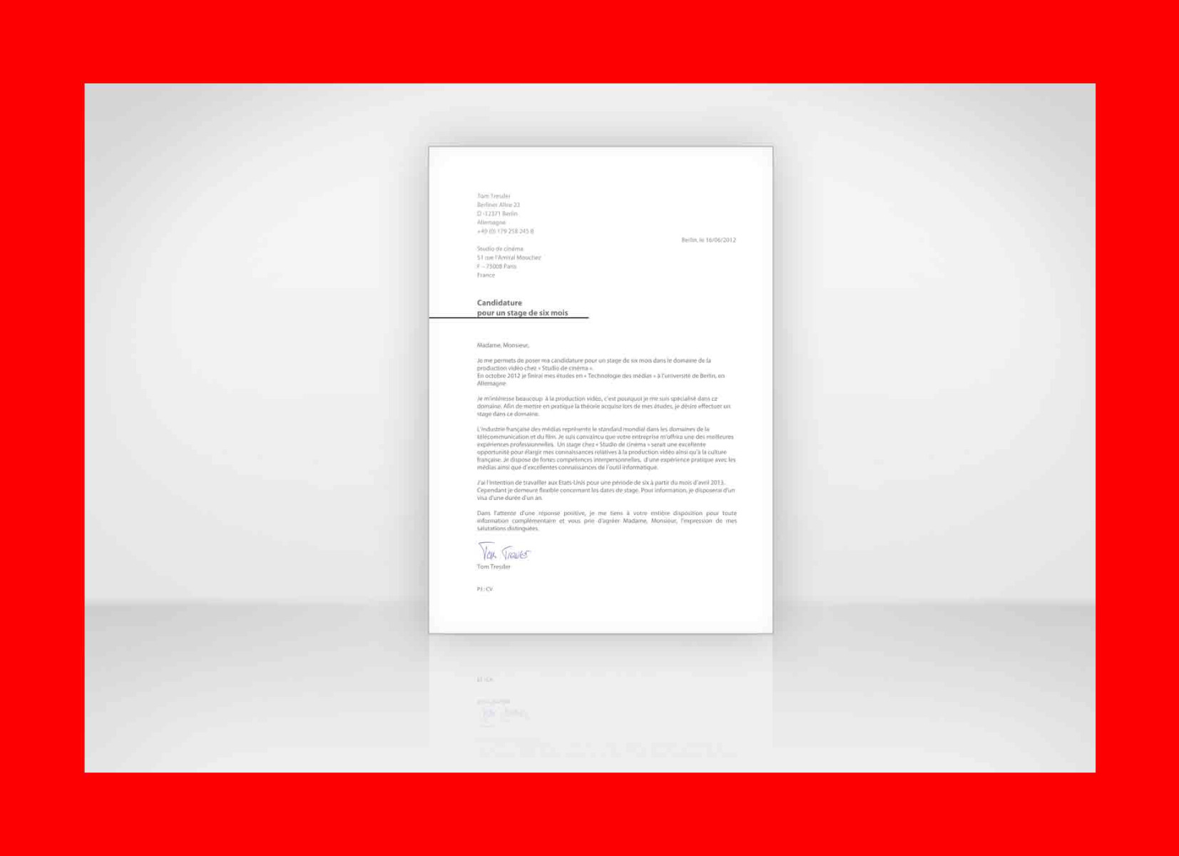 Bewerbung Französisch CV