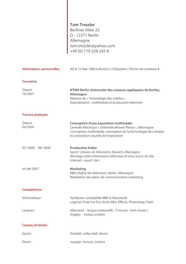 Bewerbung Französisch Muster