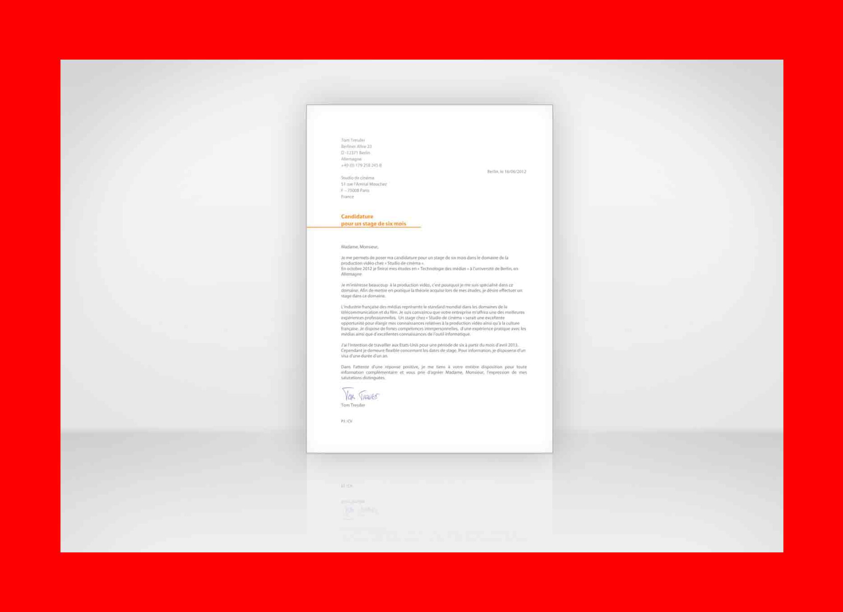 Bewerbung Lettre De Candidature