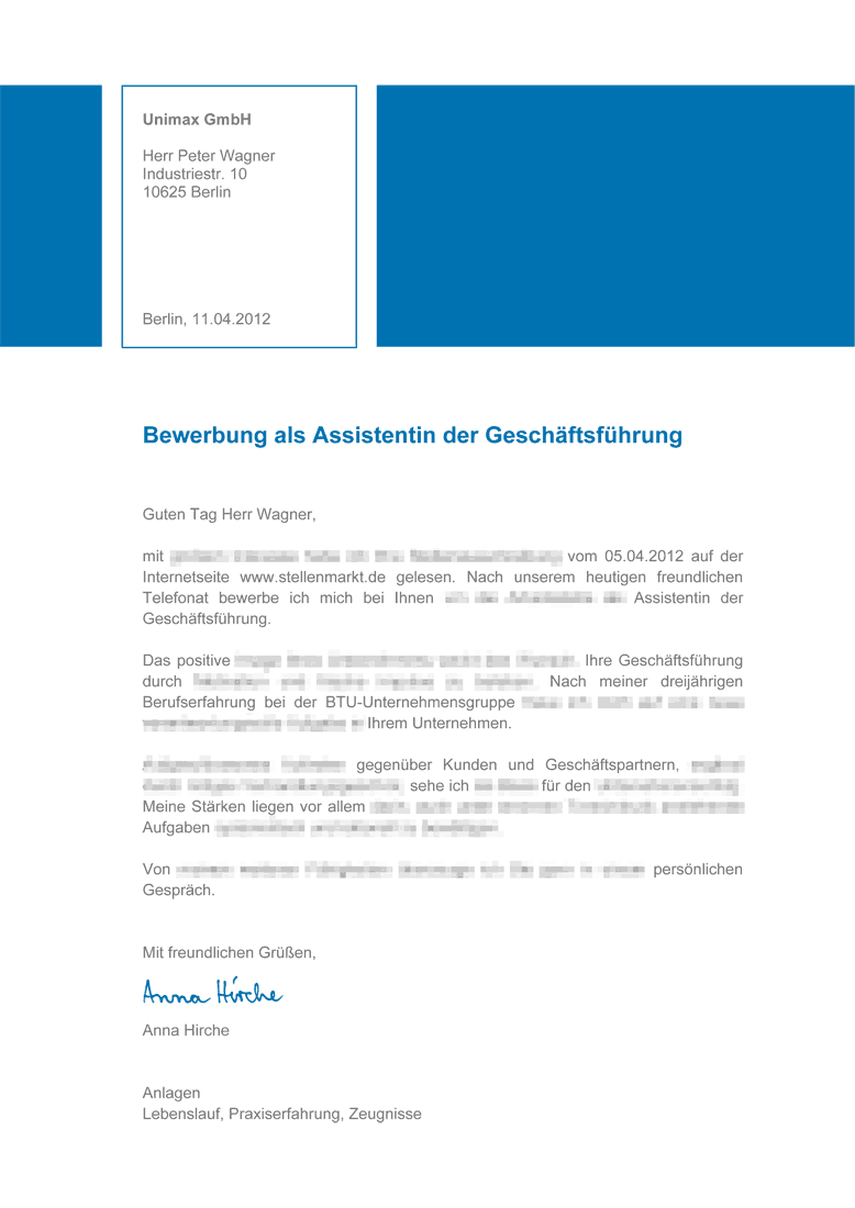 Bewerbung Muster