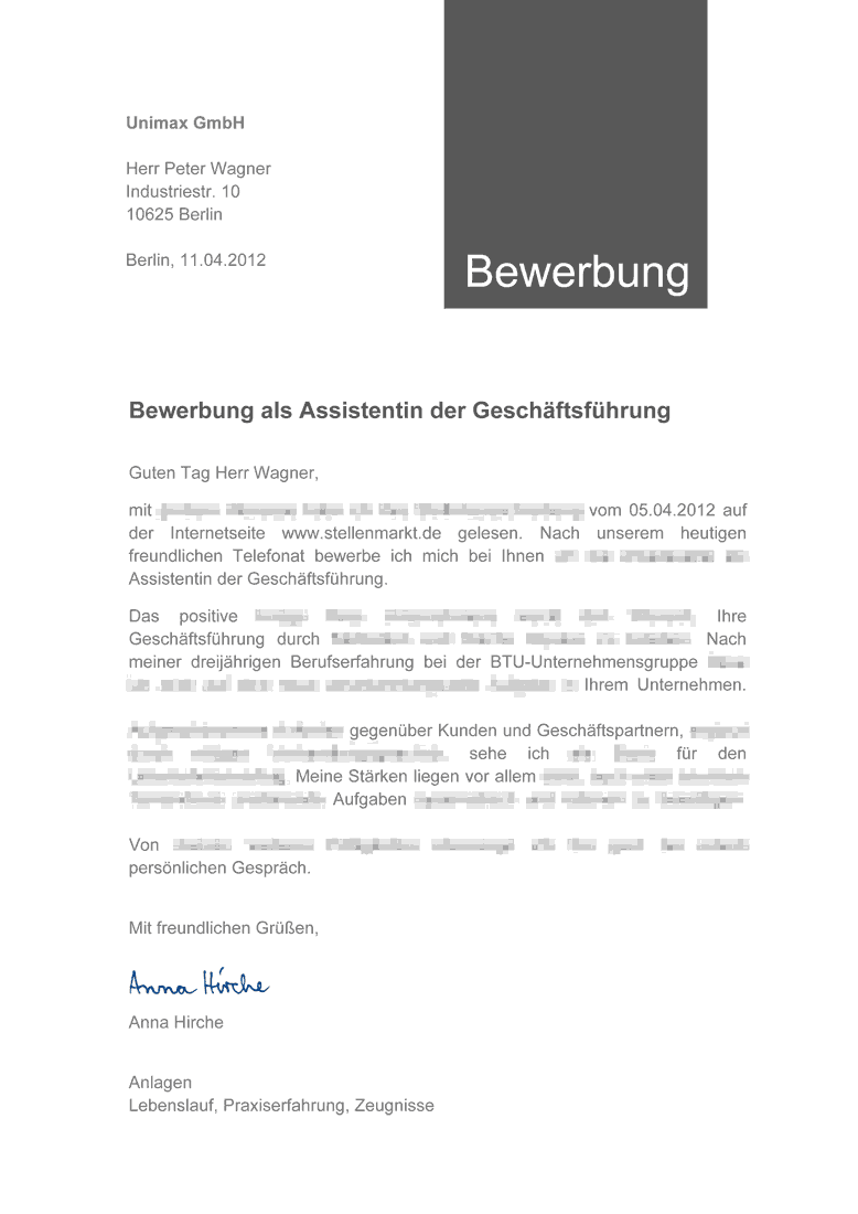 Bewerbung schreiben Anschreiben