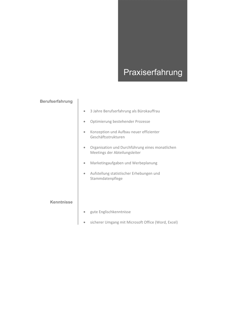 Bewerbung schreiben Berufserfahrung