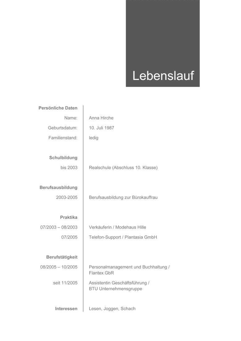 Bewerbung schreiben Lebenslauf