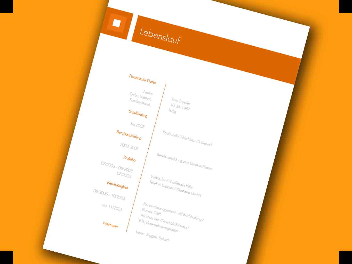 Bewerbung Schriftart
