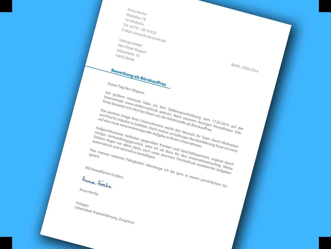 Bewerbung schriftlich