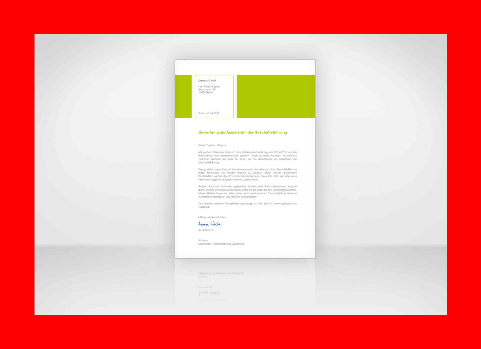 Bewerbung Text
