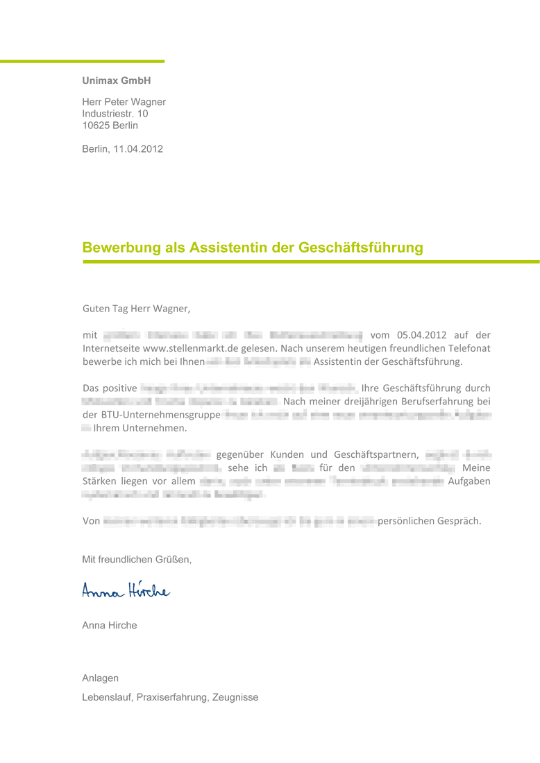 Bewerbungen schreiben Muster