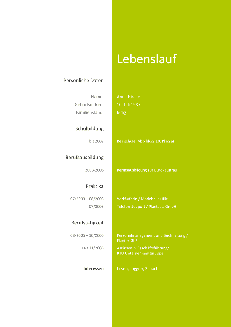Bewerbungsmuster Bewerbung