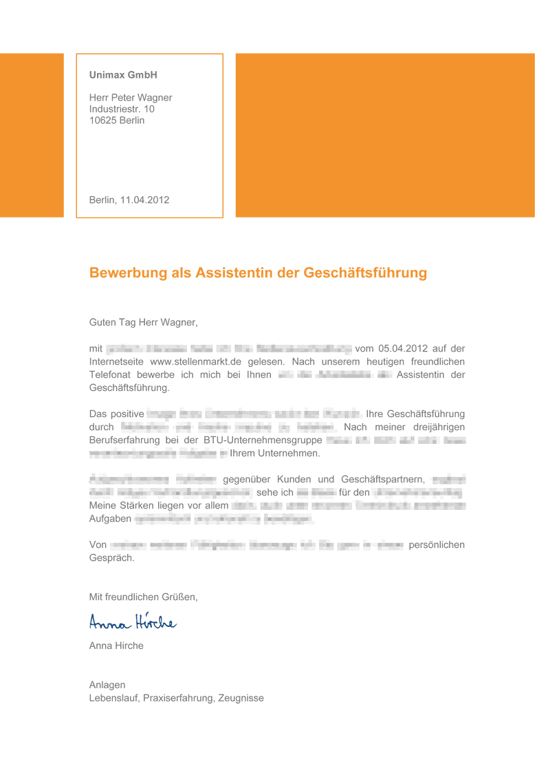 Bewerbungsschreiben Muster