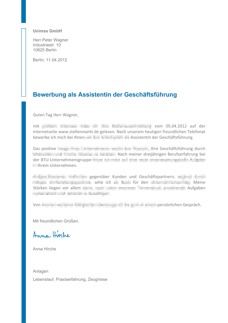 Bewerbungsvorlagen Bewerbungsschreiben