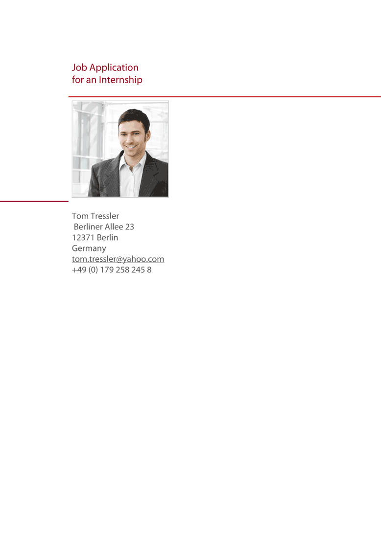 Cover englische Bewerbung