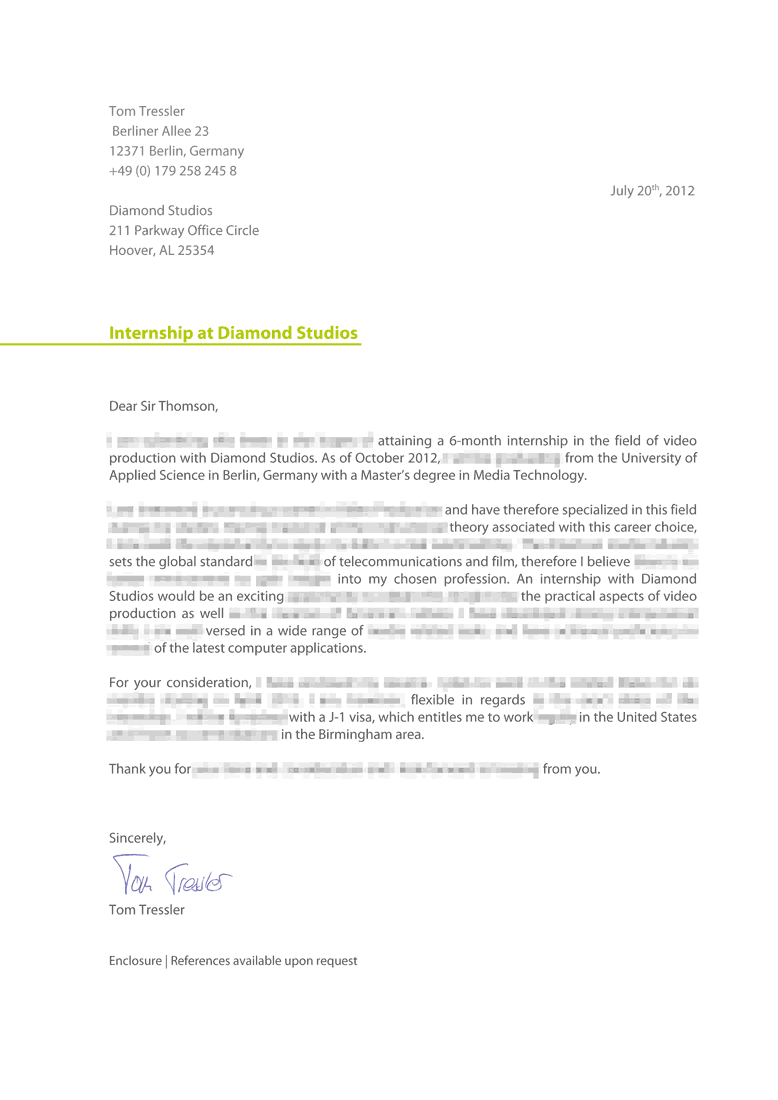 Englische Bewerbungsvorlage Coverletter Example CV Englisch Muster
