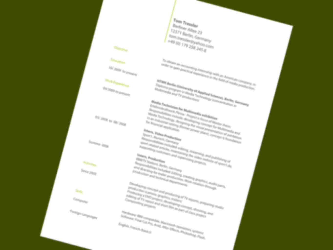 CV auf Englisch