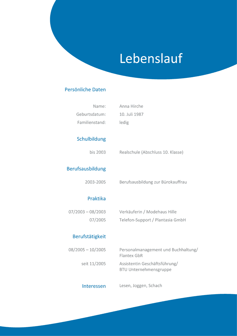 CV Lebenslauf
