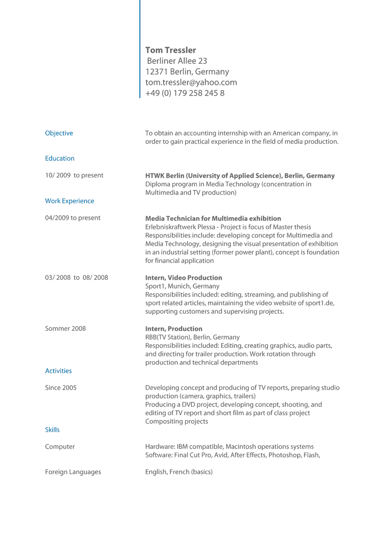 CV Sample English