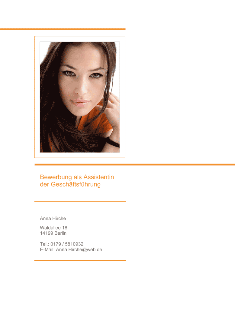 das Deckblatt einer Bewerbung