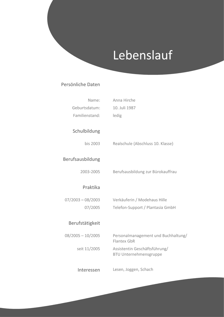 das Lebenslauf