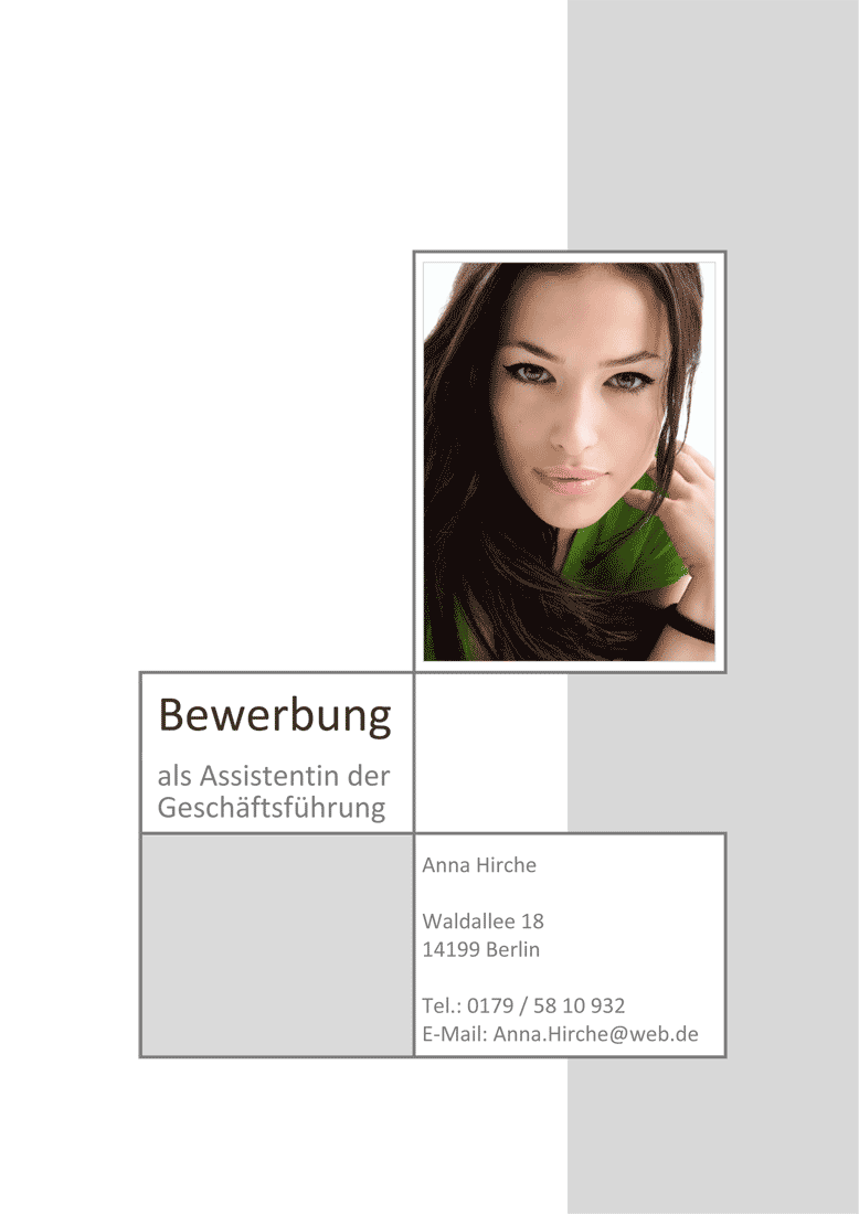 Deckblattvorlage Bewerbung Deckblatt