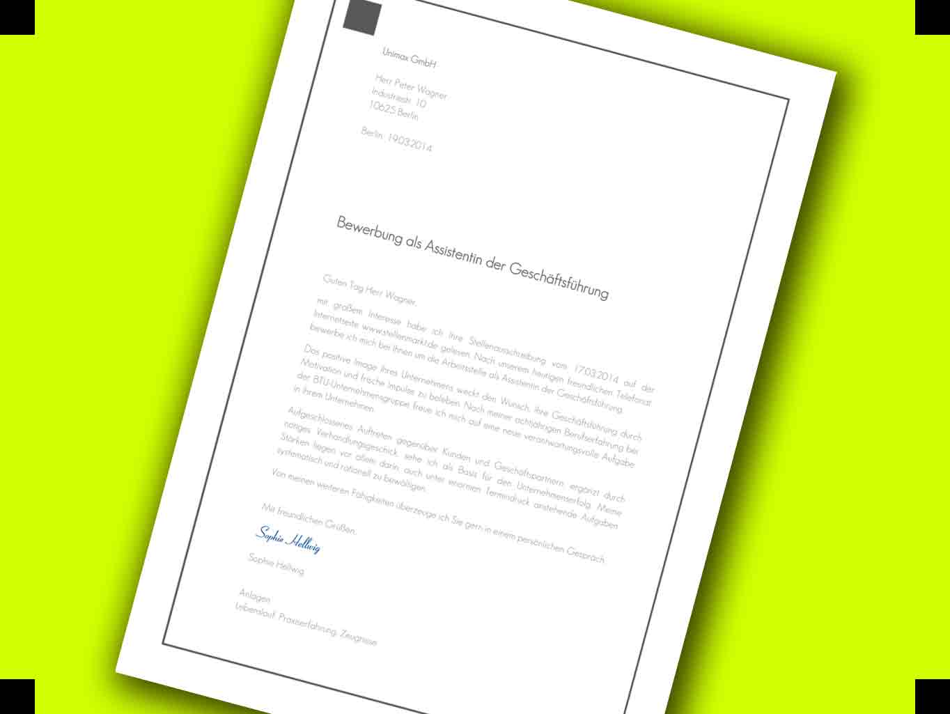 Lebenslauf für Bewerbung